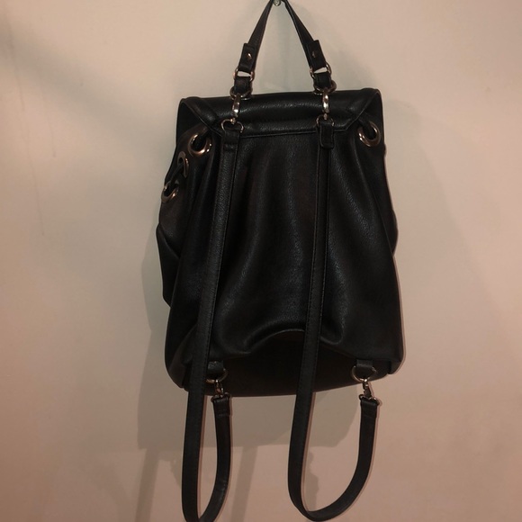 Black Faux Leather Chic Backpack - Picture 5 of 5